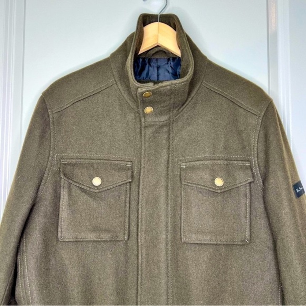 BEN SHERMAN Heritage Wool Blend Field Coat Army Green L Military Utility Jacket - Picture 7 of 17